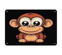 Cartoon Monkey Wall Decor Iron Painting Metal Sign