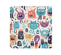 Cartoon Monsters Camera Wrap Cloth, Squares Magic Self-Adhesive Cloth for Lens Camera Anti-Scratch Lens Protector Makeup Wrap Cloth Bag 17.7" x 17.7"