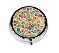 Cartoon Monsters Fill the Screen Portable Organizer Case Easy Push Button Opening