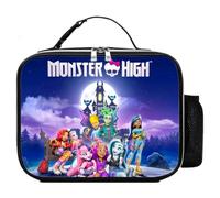 Cartoon Monsters High Lady Girls School Leakproof Leather Insulated Lunch Bag Children Camping Reusable Thermal Cooler Food Hand Bag Kid's Birthday Xmas Gift (A)