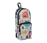 Cartoon Monsters Pencil Case, Big Capacity Pen Bag with Compartment Students Schoolbag Shape Stationery Organizer Pencil Pouch Marker Case for School Office Work