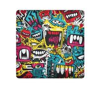 Cartoon Monsters2 Camera Wrap Cloth, Squares Magic Self-Adhesive Cloth for Lens Camera Anti-Scratch Lens Protector Makeup Wrap Cloth Bag 13.8" x 13.8"