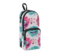 Cartoon Monsters3 Pencil Case, Big Capacity Pen Bag with Compartment Students Schoolbag Shape Stationery Organizer Pencil Pouch Marker Case for School Office Work
