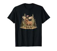 Cartoon Moose in Forest for Candian Animals Lovers T-Shirt