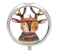 Cartoon Moose Pill Case Box with 3 Compartment Medicine Vitamin Organizer for Purse Pocket 5x5cm