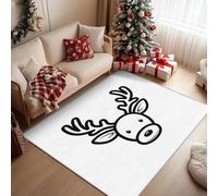 Cartoon Moose Rugs Living Room 60x110, Black and White Deer Carpet for Bedroom, Non Slip Small Rug - Low Pile Flannel Floor Mat, Machine Washable Area Rugs Christmas Decorations H-34