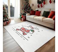Cartoon Moose Rugs Living Room Large 120x170, Cute Christmas Animal Area Rugs for Bedroom, Non Slip Low Pile Soft Flannel Carpet, Bedroom Accessories Christmas Decorations H-37