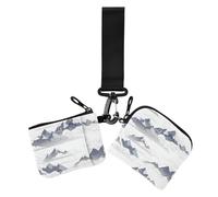 Cartoon Mountain Black and White Women's Change Wallet Card Cases Mini Fashion Credit Card Wallet Organizer with Keychain for Ladies 2 Packs