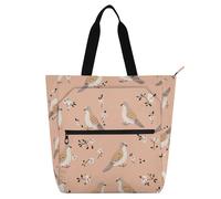 Cartoon Mourning Dove Birds Peach Book Tote Bag for Kids Boys Girls Sturdy Child Book Tote Resuable Grocery Bag Handbag for School Shopping Travel Rainbow