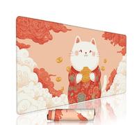 Cartoon Mouse Mat Large Gaming Mouse Pad Cat Computer Keyboard Pads xxl 1000x500x3mm Waterproof Smooth Cloth Surface with Rubber Base Non-Slip Desk Matt with Stitched Edges for Laptop, Office w-4522