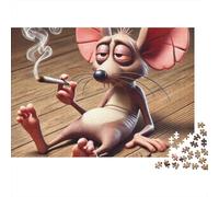 Cartoon Mouse Smoking Jigsaw Puzzle Beasts 1000 Pieces Eco-friendly Paper Extra-thick for Kids Beginners Educational Gift 52x38cm/1000pcs