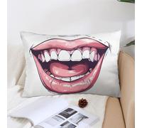 Cartoon Mouth Smiling Throw Pillow Covers 12 "x20 " Decorative Pillow Protectors with Zipper Spring Outdoor Couch Pillows Cases Soft & Breathable Plush Bed Pillowcase for Sofa Bedroom Garden Bench