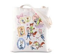 Cartoon Movie Zoo Tote Bag WDW Characters Inspired Gift Fox & Rubbit Lover Grocery Bag (Judy Rabbit T UK2)