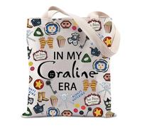 Cartoon Movies Inspired Gift Halloween Horror Themed Movie Lovers Gift Cartoon Fantasy Ghost Film Tote Bag (Coraline ERA UK)