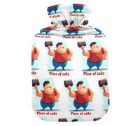 Cartoon Muscular Guy Funny hot Bottle Water Bag with Soft Cover, 1L hot Compress for Tummy Warmer,Pain Relief,Bolsa Caliente para Dolores Menstrual