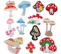 Cartoon Mushroom Embroidery Cloth Stickers Cartoon Plant Iron on Patch KawaiiMushroom Patches Embroidered Applique Fabric Sewing Craft for Jeans Clothing Hats Bags Arts Crafts
