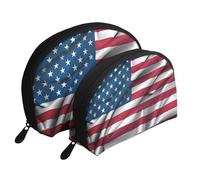 Cartoon mushroom Moon Cosmetic Bag, Travel Makeup Pouch, Portable Waterproof Cosmetic Pouch for Girls Women., American Flag, One Size
