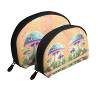 Cartoon mushroom Moon Cosmetic Bag, Travel Makeup Pouch, Portable Waterproof Cosmetic Pouch for Girls Women., Fantasy Mushroom, One Size