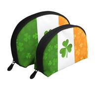 Cartoon mushroom Moon Cosmetic Bag, Travel Makeup Pouch, Portable Waterproof Cosmetic Pouch for Girls Women., Irish Flag, One Size