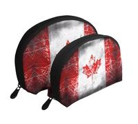 Cartoon mushroom Moon Cosmetic Bag, Travel Makeup Pouch, Portable Waterproof Cosmetic Pouch for Girls Women., Retro Canada Flag, One Size