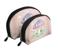 Cartoon mushroom Moon Cosmetic Bag, Travel Makeup Pouch, Portable Waterproof Cosmetic Pouch for Girls Women., Cartoon Mushroom, One Size
