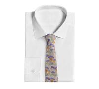 Cartoon Mushroom With Dog Printed Men'S Fashion Necktie, Silk Tie With Anti-Flutter Buckle Design Wedding Party, Business Formal Wear