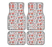 Cartoon Mushrooms Print Car Foot Mat Four-Piece Set Full Set With Non-Slip Rubber Backing