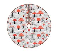 Cartoon Mushrooms Print Christmas Tree Skirt,New Year Winter Christmas Tree Decoration,Suitable For Family Parties