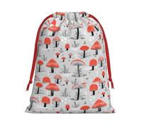 Cartoon Mushrooms Print Drawstring Present Bag Wrapping Reusable Bag Present Wrap Bags for Christmas