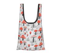 Cartoon Mushrooms Print Reusable, Foldable,Washable Grocery Bags Foldable in A Pouch Eco Tote Shopping Bag,Daily Shopping Loading