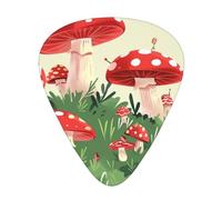 Cartoon Mushrooms Printed Custom 12 Pieces Guitar Pick In A Box,The Pick Makes Sound Clear, Ukulele, Electric Bass (0.46 0.71 0.96mm)