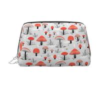 Cartoon Mushrooms Printed Large Makeup Organizer Versatile Toiletry Case with Secure Zipper Closure for Women