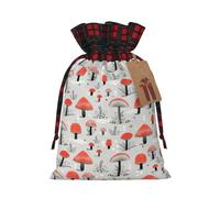 Cartoon Mushrooms Printing 4.7x6.9 Inch Christmas Bag Drawstring Closure,For Christmas Anniversaries Birthdays,Holds Gifts
