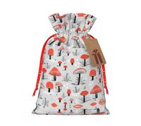 Cartoon Mushrooms Printing 4.7x6.9 Inch Christmas Bag Drawstring Closure,For Christmas Anniversaries Birthdays