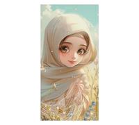 Cartoon Muslim Girl Beach Towels Extra Large, Quick Dry Absorbent Multipurpose, Oversized Beach Towel, Sand Free Foldable Lightweight, Travel Towel, For Beach Pool Camping Travel Vacation, 63x31.5 in