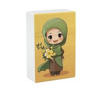Cartoon Muslim Girl Cigarette Case, Plastic Waterproof Shockproof, Airtight Push Open Cigarette Box, Capacity King Size Cigarette Holder, Portable Cigarette Container for Outdoor Travel Camping Office
