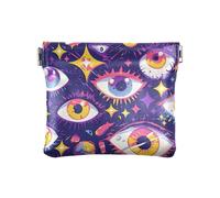 Cartoon Mystery Purple Eyes Women's Small Leather Change Purse Fancy Makeup Period Bag for Women Travel, cartoon mystery purple eyes, One Size, Modern