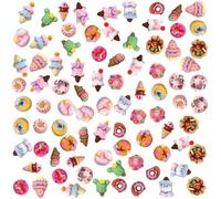 Cartoon Nail Charms,100PCS Mixed Cute Donut Ice Cream Nail Art Charms,Resin Slime Charms Flatback Nail Gems for Nail Art Decorations DIY Crafts