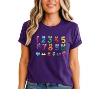 Cartoon National Numeracy Numbers Day Maths Day Womens Graphic T-Shirt Mathematics Educational Fun Math Teacher Tee L (16-18) Purple