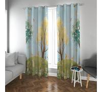 Cartoon Nature Blackout Curtains Fairy Tale Forest Animals Curtains Whimsical Cute Rabbit Butterfly Window Drapes Decor for Nursery Room 2 Panels (each W46xL72in)
