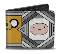 Cartoon Network Bifold Wallet with Standard Billfold and Card Slots, Adventure Time Jake Finn and BMO Pose Blocks Grays, Vegan Leather, Grey, 4.0" x 3.5", Casual