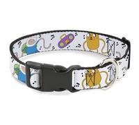 Cartoon Network Dog Collar with Plastic Buckle, Quick Release, Easy Adjustable, Adventure Time Finn and Jake Long Arms Dancing, 8.5 to 12 Inches 0.5 Inch Wide
