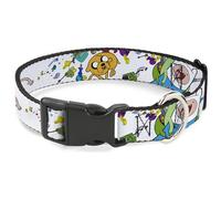 Cartoon Network Dog Collar with Plastic Buckle, Quick Release, Easy Adjustable, Adventure Time Jake and Finn Open Pack, 16 to 23 Inches 1.5 Inch Wide