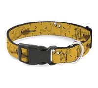 Cartoon Network Dog Collar with Plastic Buckle, Quick Release, Easy Adjustable, Adventure Time Jake Dancing and Violin, 7 to 8.5 Inches 0.5 Inch Wide