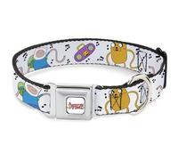 Cartoon Network Easy Adjustable Metal Seatbelt Buckle Quick Release Dog Collar, Adventure Time Finn and Jake Long Arms Dancing Pose White, 15 to 24 Inches 1.0 Inch Wide