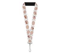 Cartoon Network Lanyard, Adventure Time Finn Expression Blocks White, Elastic, White, 44" x 1"