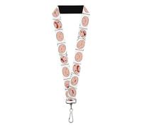 Cartoon Network Lanyard, Adventure Time Finn Expression Blocks White, Elastic, White, 44" x 1"