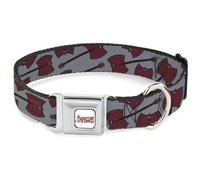 Cartoon Network Pet Collar, Dog Collar Metal Seatbelt Buckle, Adventure Time Marcelines Axe Bass Guitar Scattered Gray, 11 to 16.5 Inches 1.0 Inch Wide