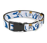 Cartoon Network Pet Collar, Dog Collar Plastic Buckle, Adventure Time Ice King Poses and Bolts White/Blue, 7 to 8.5 Inches 0.5 Inch Wide