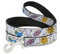 Cartoon Network Pet Leash, Dog Leash, Adventure Time Finn and Jake Long Arms Dancing Pose White, 6 Feet Long 0.5 Inch Wide